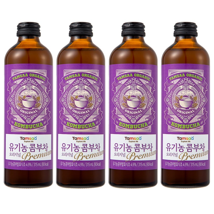  쿠팡 브랜드 - 탐사 유기농 콤부차 오리지널, 315ml, 4개입