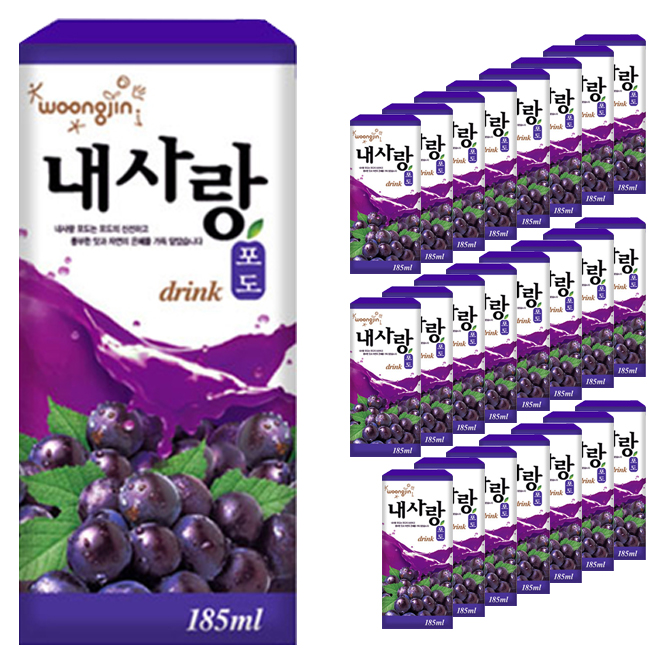 웅진 내사랑 포도 드링크팩, 185ml, 24개
