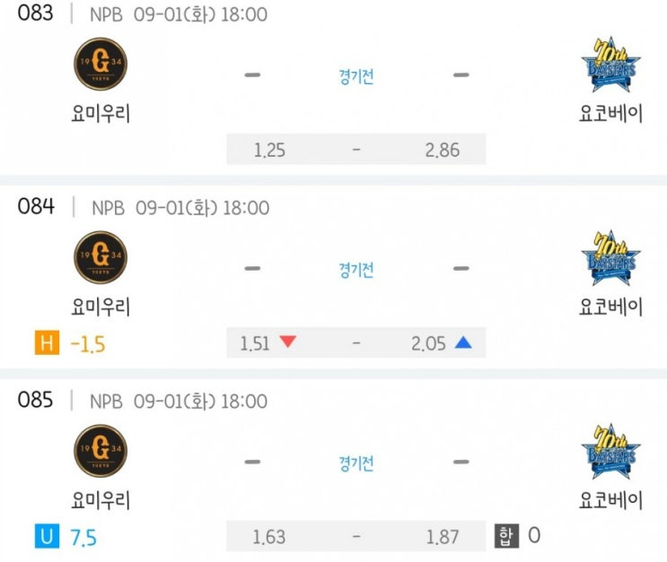 2020.09.01 NPB 일본야구 요미우리 요코하마 참고자료 2020.09.01 NPB 일본야구 요미우리 요코하마 참고자료