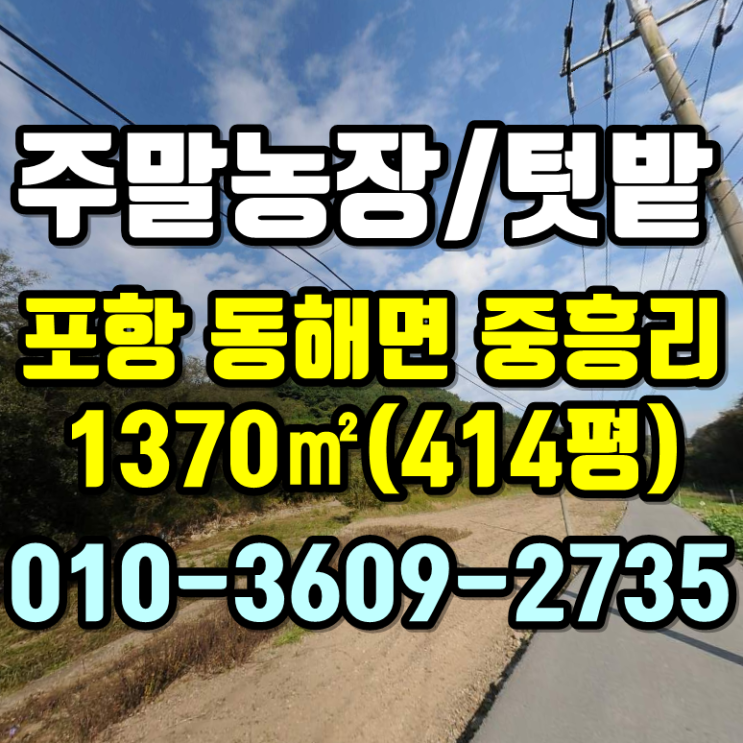 포항토지매매-텃밭 주말농장 동해면 중흥리 1370(414평)