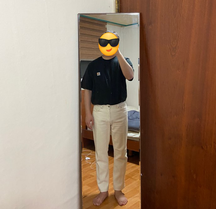  브랜디드 크림진으로 키작은남자 코디