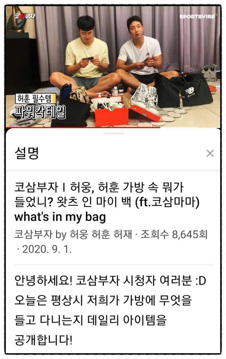  독일피엠주스 건강기능식품 파워칵테일 코삼부자, 허웅, 허훈 가방 속 뭐가 들었나? 왓츠 인 마이 백(ft.코삼마마) what's in my bag