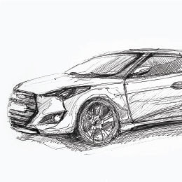 볼펜으로 그린 " 현대 벨로스터 " / Drawing with ballpoint pen " Hyundai Veloster "