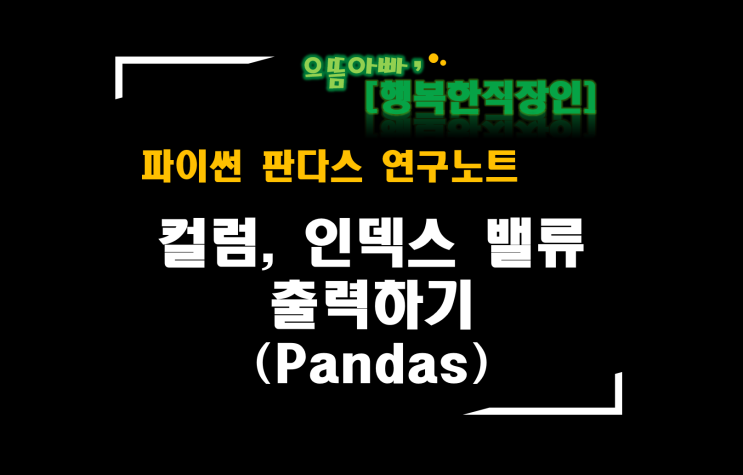  [판다스 연구노트] 컬럼, 인덱스, 밸류