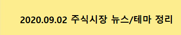 2020.09.02 주식시장 뉴스정리