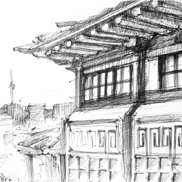 볼펜으로 그린 " 북촌 한옥 마을 " / Drawing with ballpoint pen " Korea traditional town "