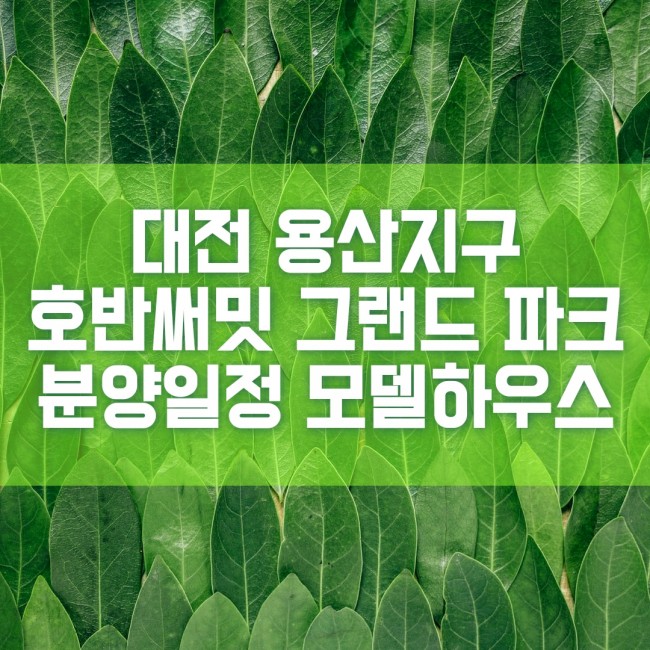  대전 용산지구 호반써밋 그랜드 파크 분양일정 모델하우스 위치 정보