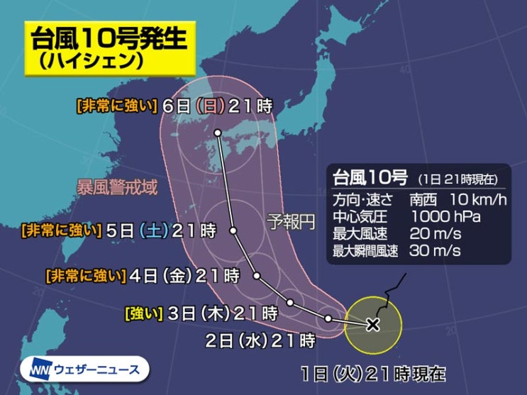 [일본 뉴스] 10호 태풍 하이선 발생, 일본 그리고 또 한국으로