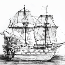 볼펜으로 그린 " 스페인 무적함대 범선 " / Drawing with ballpoint pen " Spanish Galleon Ship "