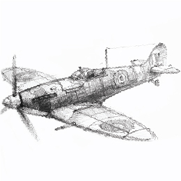 볼펜으로 그린 " 영국 스핏파이어 전투기 " / Drawing with ballpoint pen " Supermarine Spitfire "