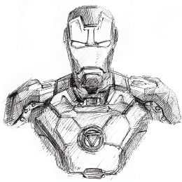 볼펜으로 그린 " 아이언맨 마크 43 " / Drawing with ballpoint pen " Iron Man Mark 43 "