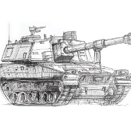 볼펜으로 그린 " K-9 자주포 " / Drawing with ballpoint pen " K-9 Thunder Self-Propelled Artillery "