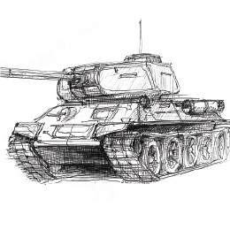 볼펜으로 그린 " T-34 전차 " / Drawing with ballpoint pen " T-34 Tank "
