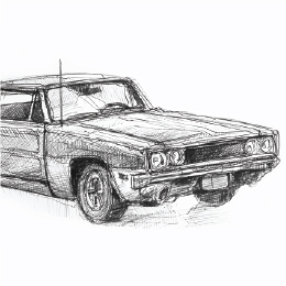볼펜으로 그린 " 닷지 차저 500 " / Drawing with ballpoint pen " Dodge Charger 500 "