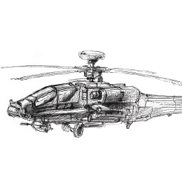볼펜으로 그린 " 아파치 공격 헬리콥터 " / Drawing with ballpoint pen " Apache Attack Helicopter "