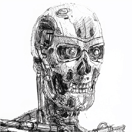 볼펜으로 그린 " 터미네이터 T-800 " / Drawing with ballpoint pen " Terminator T-800 "