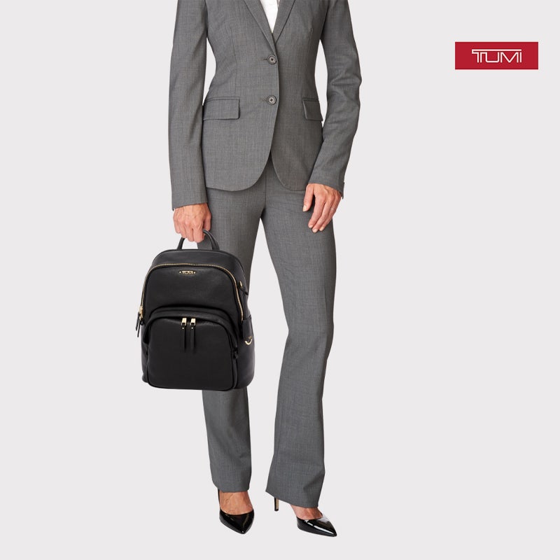 투미 DORI 더블집 메인 컴파트먼트 레더 우먼스 백팩 BLK