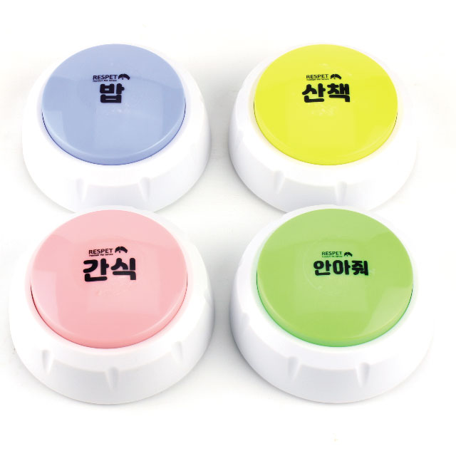  리스펫 말하는 강아지 녹음벨 훈련용품 4종 세트, 핑크, 그린, 옐로우, 블루, 1세트