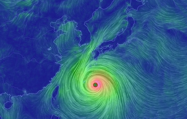 초강력 태풍 하이선 북상 중 일본으로 방향변경, 실시간위치 확인방법