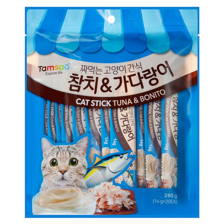  탐사 짜먹는 고양이간식, 참치 + 가다랑어 혼합맛, 20개입
