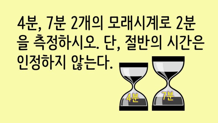  [퀴즈] 숫자퀴즈 - 2개의 모래시계로 2분을 측정하시오 (숫자 013)