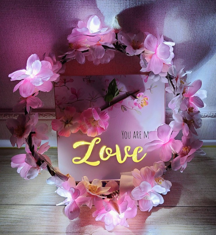 비아케이 무드등 선물 핑크 블라썸 액자 LED 플라워 무드등 벚꽃 리스