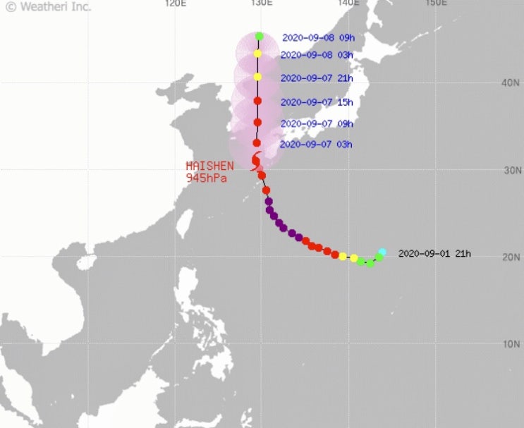 10호 태풍 하이선 뜻, 경로 실시간 위치 확인하는 방법(부산으로 갈까?)