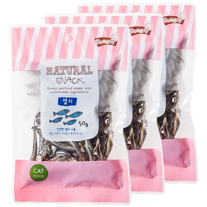  네츄럴스낵 고양이간식 50g, 멸치, 3개입