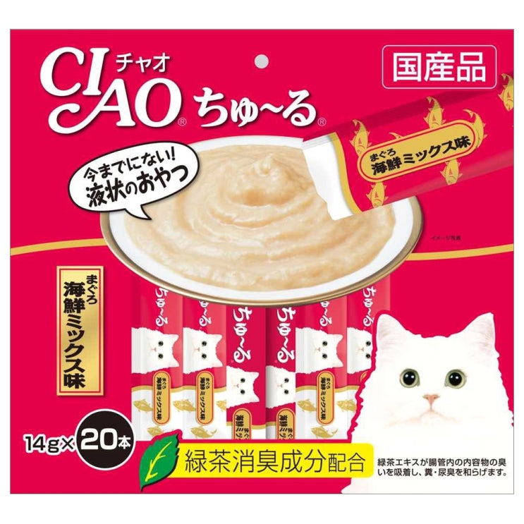  이나바 챠오츄르 고양이 간식 생선, 참치 + 해산물 혼합맛, 20개입