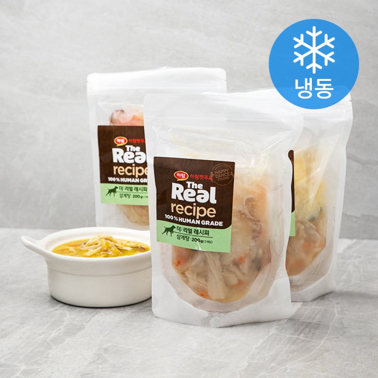  하림펫푸드 더리얼 레시피 삼계탕 강아지 간식 3p (냉동), 닭, 200g