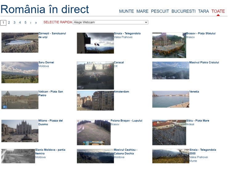 루마니아 주요 도시와 관광지 실시간 동영상 보기
