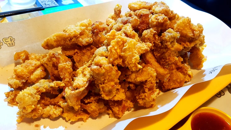 만수동 치킨집 노랑통닭 홀에서 순살후라이드+치즈떡볶이 ! (메뉴, 가격)
