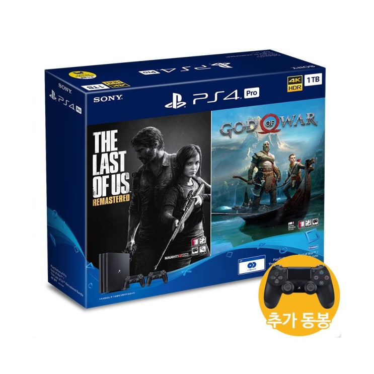  플레이스테이션4 PS4 프로 본체 1TB 갓오브워 라오어 번들팩 + 컨트롤러 추가 동봉팩, 프로 본체 1TB 번들팩+컨트롤러 동봉팩 / 블랙