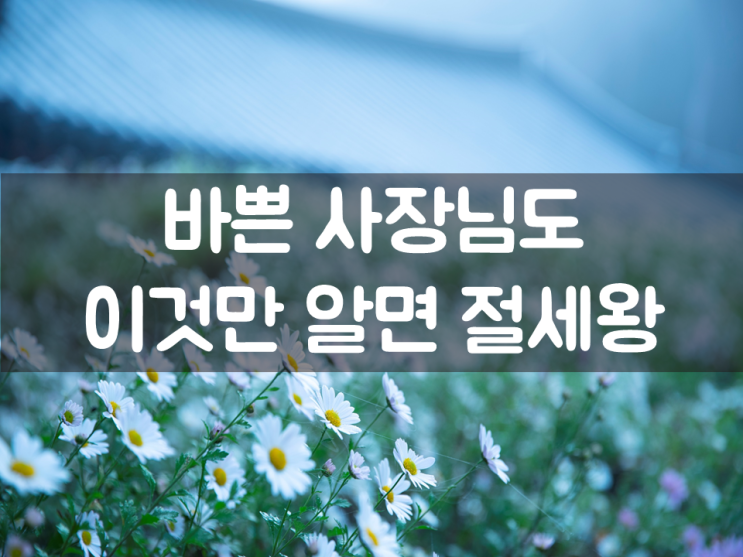 바쁜 사장님도 이것만 알면 절세왕!