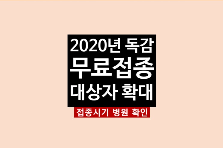  2020년 독감무료접종 대상자 병원 예방 나이 시기