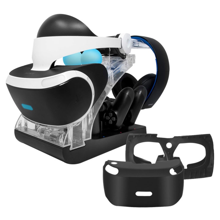 겜맥 PS4 VR 하이브리드 스탠드 게임패드 거치대 + VR 헤드셋 실리콘 케이스, KMP4-115, 1세트
