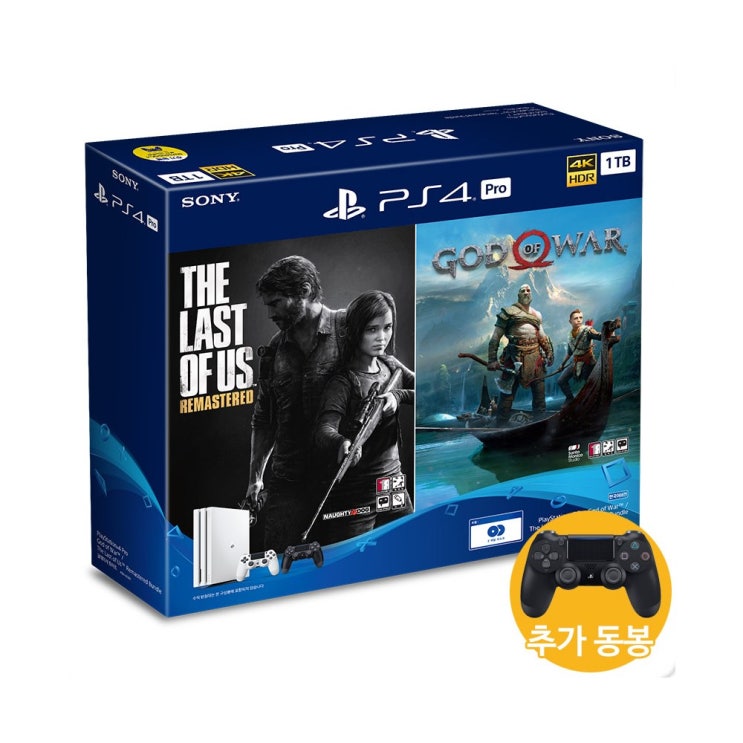  플레이스테이션4 PS4 프로 본체 1TB 갓오브워 라오어 번들팩 + 컨트롤러 추가 동봉팩, 프로 본체 1TB 번들팩+컨트롤러 동봉팩 / 화이트