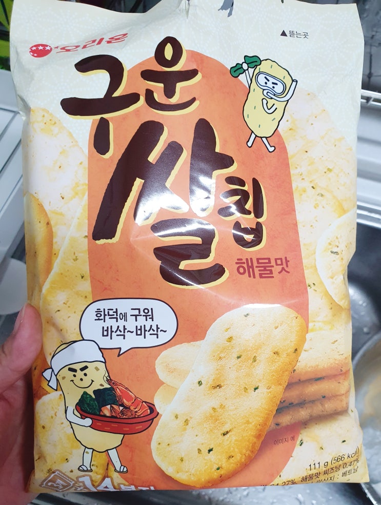  [ 내돈내산 과자 ] 오리온 화덕에  구운 쌀칩 해물맛 후기