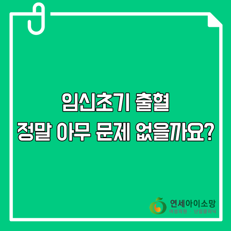  임신초기 출혈 정말 아무 문제 없을까요?