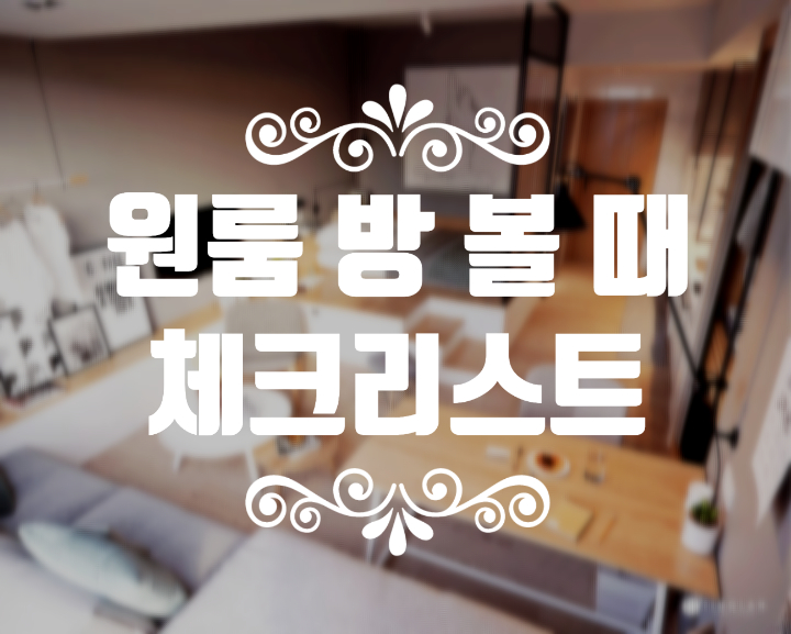  원룸 방 볼때 체크리스트_부동산에서 안 알려주는 집의 단점 찾아내는 방법