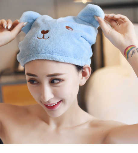  곰돌이 헤어 드라이캡 극세사수건 헤어캡~