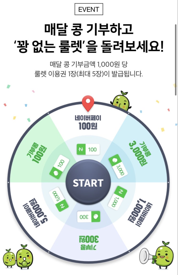  해피빈기부하고 꽝없는 룰렛 돌리기 9월