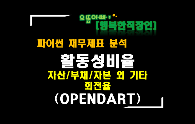  [파이썬 재무제표 분석] (활동성비율)자산/부채/자본 및 기타 회전율(OPENDART 삼성전자)