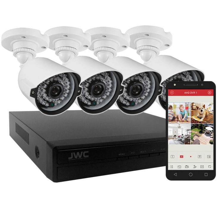  현우CCTV FULL HD 240만화소 CCTV 카메라 4대 녹화기 세트, FULL HD 240만화소 CCTV 카메라4대+녹화기 1T 장착