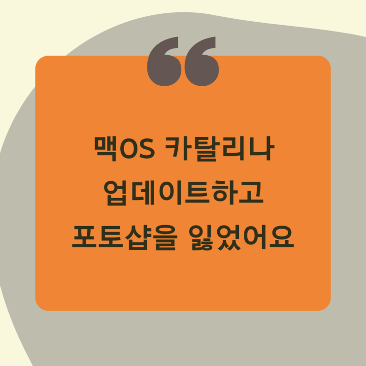  맥 OS 카탈리나 업데이트 후 포토샵을 잃었어요.