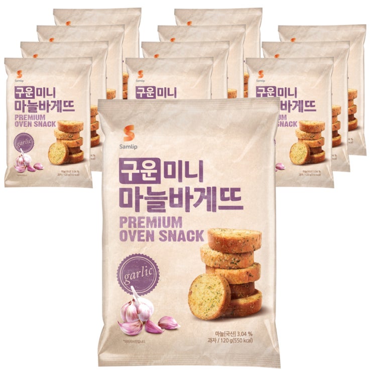  삼립 구운 미니 마늘 바게뜨, 120g, 12개입