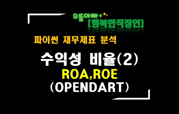  [파이썬 재무제표 분석] (수익성비율)ROA,ROE(OPENDART 삼성전자)