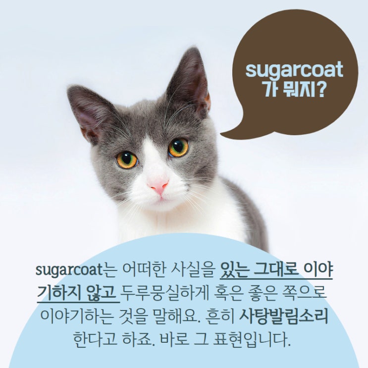 sugarcoat은 어떤 상황에서 쓰일까요?