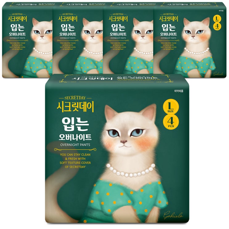 시크릿데이 입는 오버나이트 대형 생리대, 4개입, 5팩