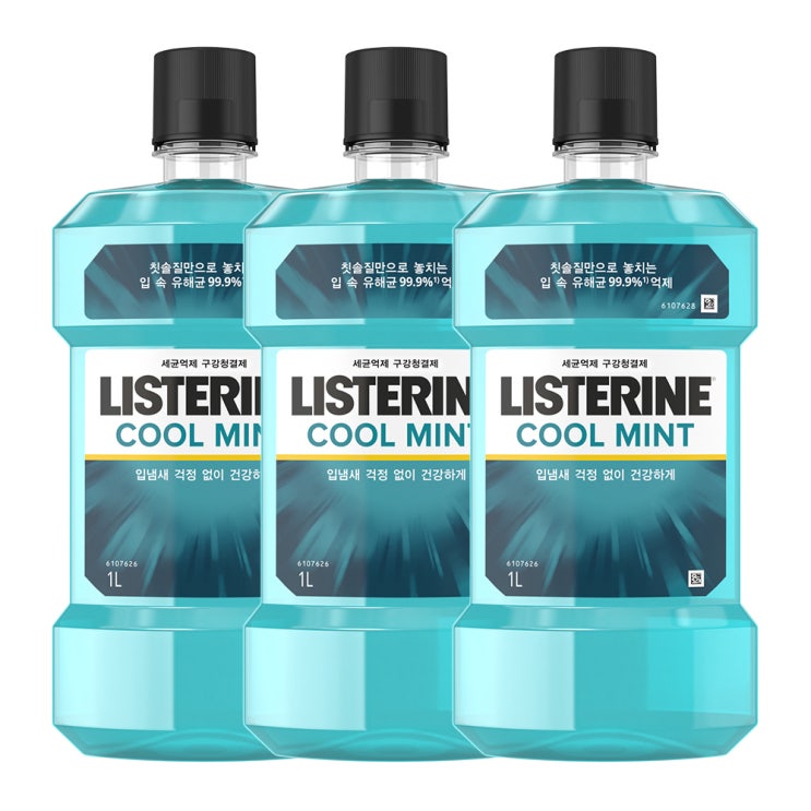  리스테린 쿨민트 세균억제 구강청결제, 1000ml, 3개
